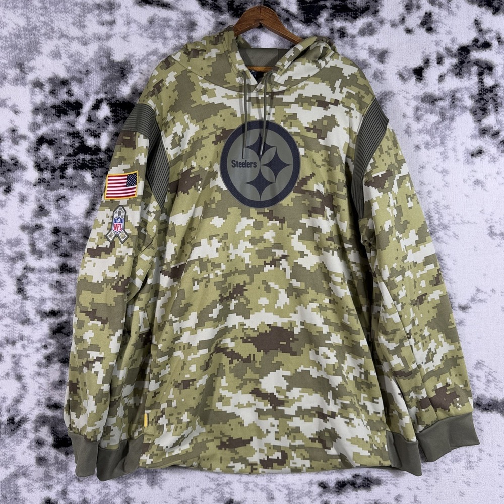 NFL On Field Pittsburg‎ Steelers Hoodie Mens Size 3XL Digital Camo Long Sleeve